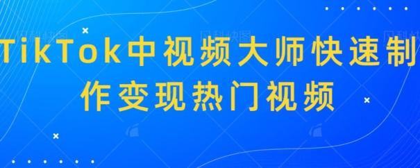 TikTok中视频大师快速制作变现热门视频-冒泡网