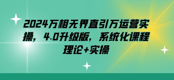 2024万相无界直引万运营实操，4.0升级版，系统化课程 理论+实操-冒泡网