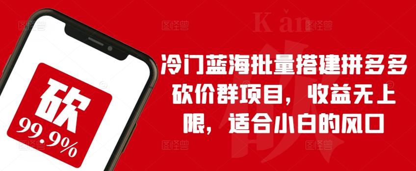 冷门蓝海批量搭建拼多多砍价群项目，收益无上限，适合小白的风口【揭秘】-冒泡网