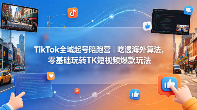 TikTok全域起号陪跑营｜吃透海外算法，零基础玩转TK短视频爆款玩法-冒泡网