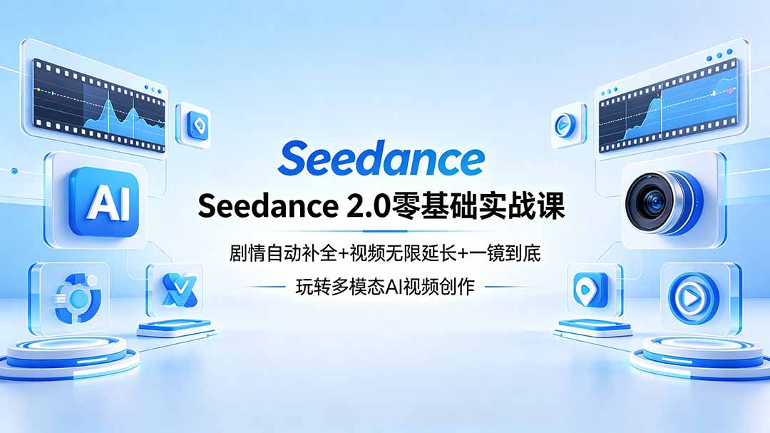 Seedance 2.0零基础实战课：剧情自动补全+视频无限延长+一镜到底：玩转多模态AI视频创作-冒泡网