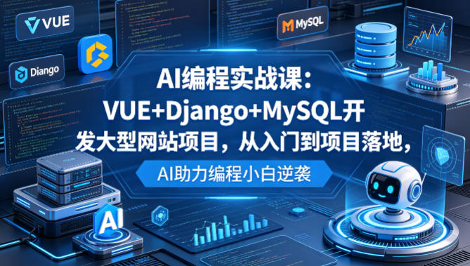 AI编程实战课：VUE+Django+MySQL开发大型网站项目，从入门到项目落地，AI助力编程小白逆袭-冒泡网