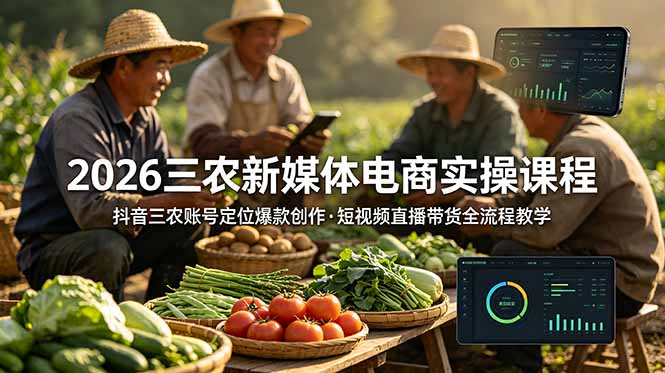 60e301ad2654e079b3682d04701bbaa2.jpeg 2026三农新媒体电商实操课程:抖音三农账号定位爆款创作,短视频直播带货全流程教学