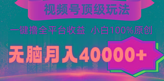 (9281期)视频号顶级玩法，无脑月入40000+，一键撸全平台收益，纯小白也能100%原创-冒泡网