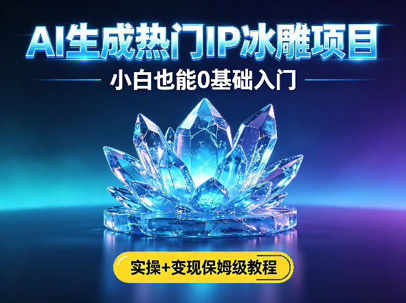 AI生成热门ip冰雕项目，小白也能0基础入门，实操+变现保姆级教程-冒泡网