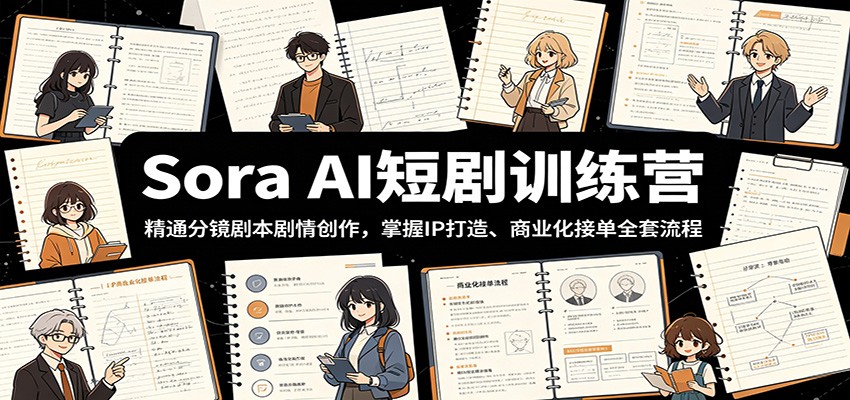Sora AI短剧训练营：精通分镜剧本剧情创作，掌握IP打造、商业化接单全套流程-冒泡网