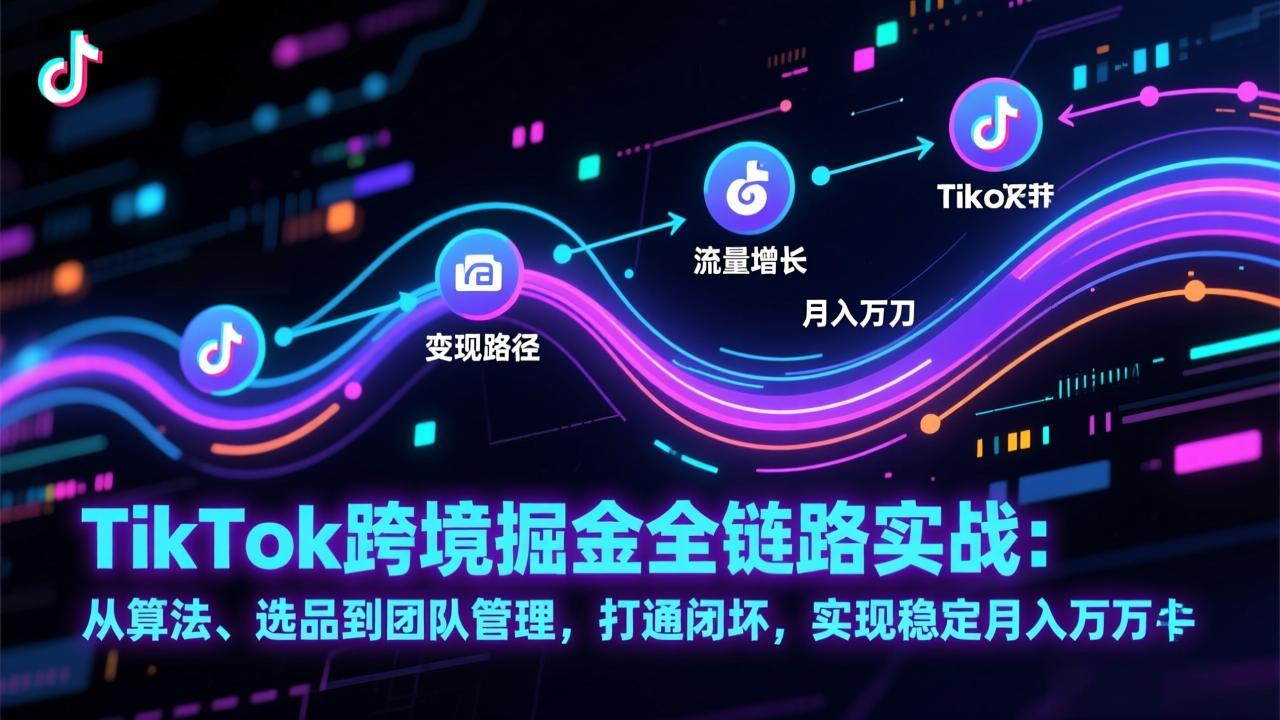TikTok跨境掘金全链路实战:从算法、选品到团队管理,打通闭环,实现稳定月入万刀-冒泡网