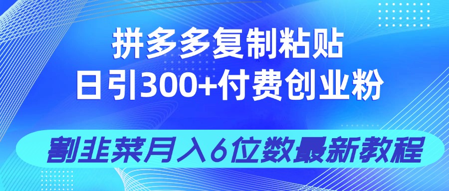 拼多多复制粘贴日引300+付费创业粉，割韭菜月入6位数最新教程！-冒泡网