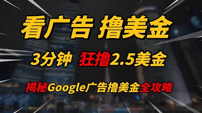 看广告，撸美金！！3分钟赚2.5美金！！日入200美金不是梦！揭秘Google…-冒泡网