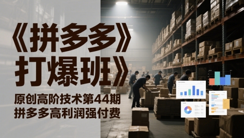《拼多多打爆班》原创高阶技术第44期，拼多多高利润强付费-冒泡网