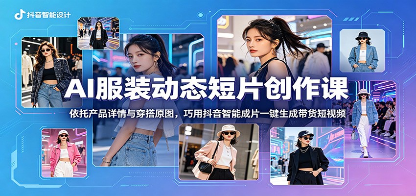 AI服装动态短片创作课：依托产品详情与穿搭原图，巧用抖音智能成片一键生成带货短视频-冒泡网