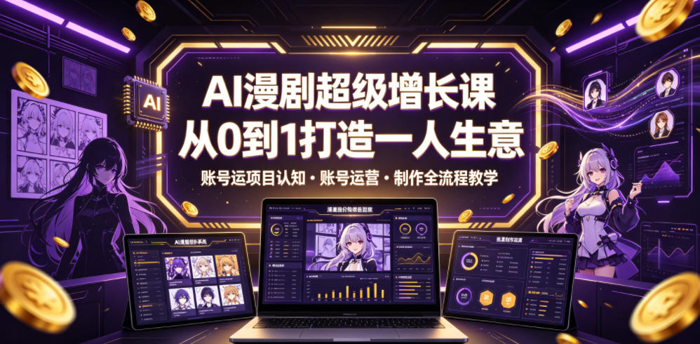AI漫剧超级增长课，从0到1打造一人生意，项目认知・账号运营・制作全流程教学-冒泡网