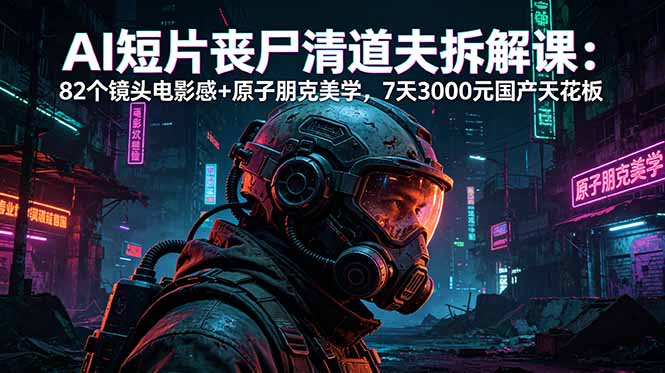 AI短片《丧尸清道夫》拆解课：82个镜头电影感+原子朋克美学，7天3000元国产天花板-冒泡网