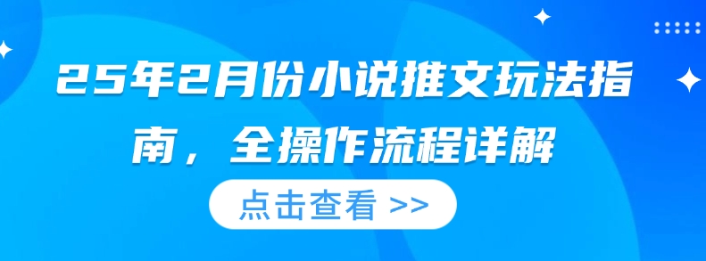 25年2月份小说推文玩法指南，全操作流程详解-冒泡网