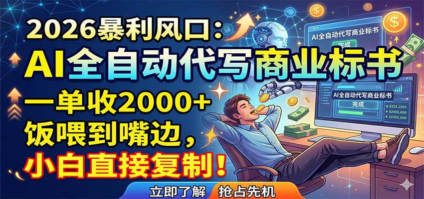 AI全自动代写商业标书,一单收2000+,饭喂到嘴边,小白直接复制-冒泡网