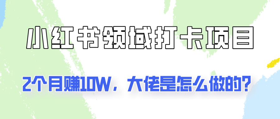 通过小红书领域打卡项目2个月赚10W，大佬是怎么做的？-冒泡网