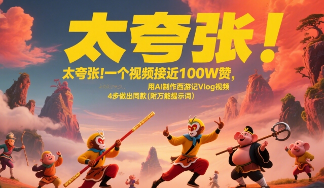 太夸张！一个视频接近100W赞，用AI制作西游记Vlog视频，全流程拆解来了(附万能提示词)-冒泡网