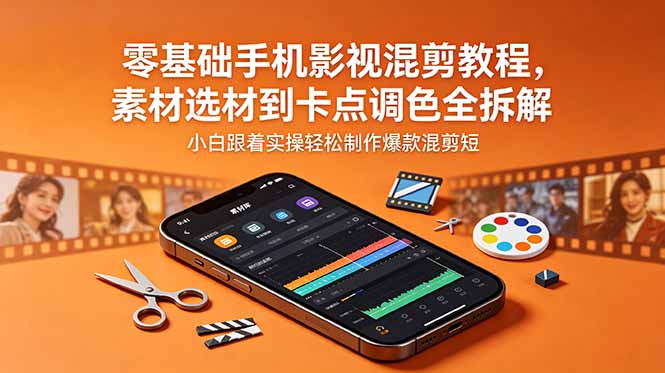 6a860831ea890dbe53fa043ce0073fe4.jpeg 零基础手机影视混剪教程,素材选材到卡点调色全拆解,小白跟着实操轻松制作爆款混剪短片