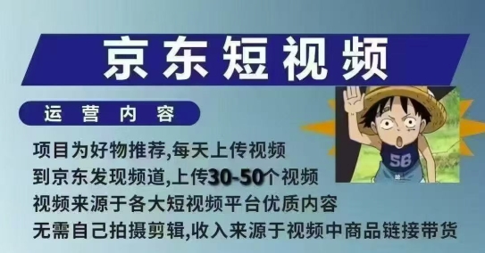 京东短视频带货课，无需自己拍摄剪辑，保姆式教学，两天快速上手-冒泡网