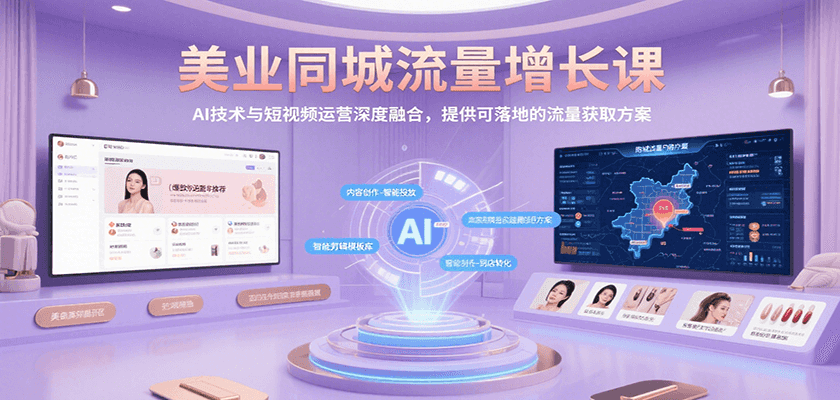 美业同城流量增长课，AI技术与短视频运营深度融合，提供可落地的流量获取方案-冒泡网