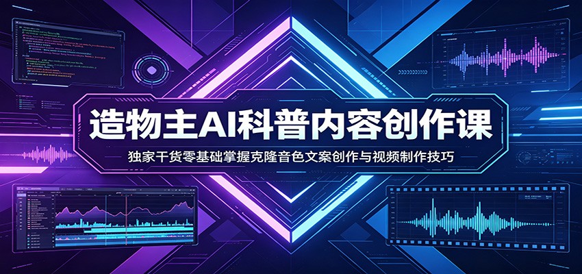 AI科普内容创作课：独家干货零基础掌握克隆音色文案创作与视频制作技巧-冒泡网