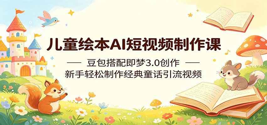 儿童绘本AI短视频制作课：豆包搭配即梦3.0创作，新手轻松制作经典童话引流视频-冒泡网