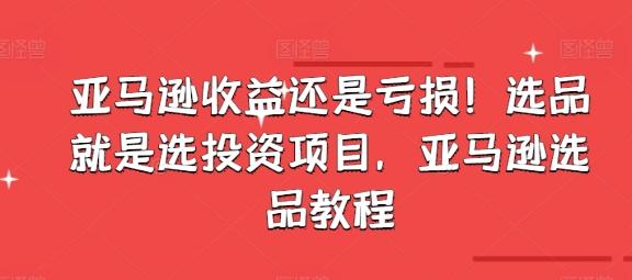 亚马逊收益还是亏损！选品就是选投资项目，亚马逊选品教程-冒泡网
