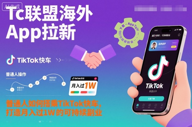 Tc联盟海外App拉新：普通人如何搭乘TikTok快车，打造月入过1W的可持续副业-冒泡网