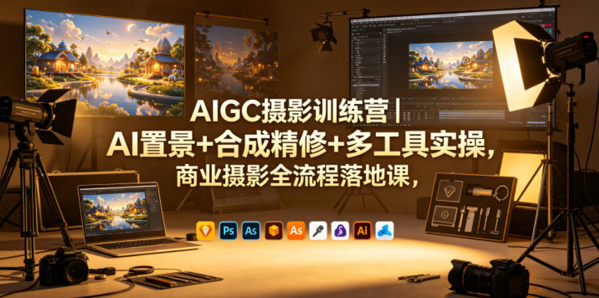 AIGC摄影训练营｜AI置景+合成精修+多工具实操，商业摄影全流程落地课-冒泡网