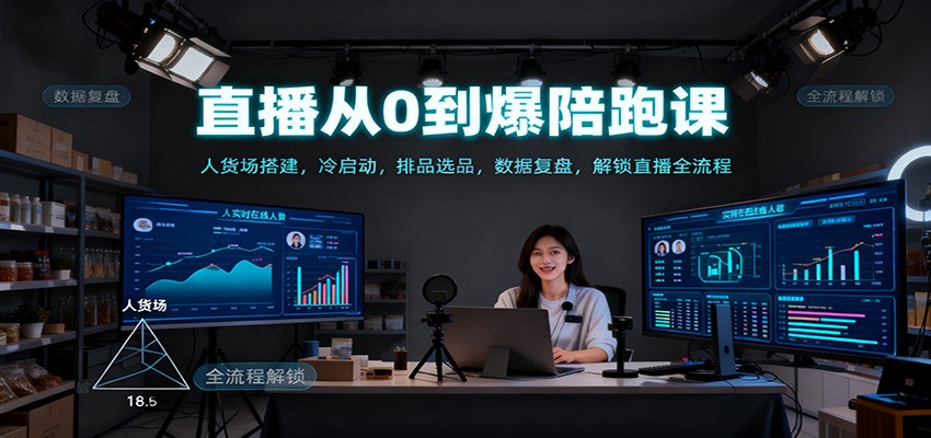 直播从0到爆陪跑课：人货场搭建，冷启动，排品选品，数据复盘，解锁直播全流程-冒泡网