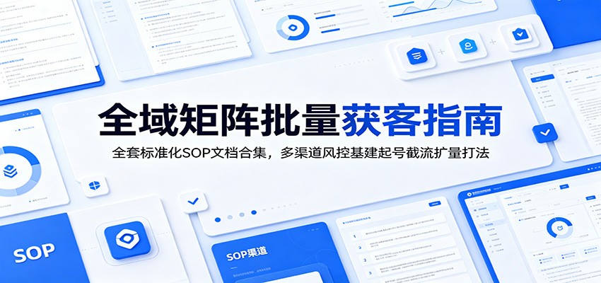 全域矩阵批量获客指南：全套标准化SOP文档合集，多渠道风控基建起号截流扩量打法-冒泡网