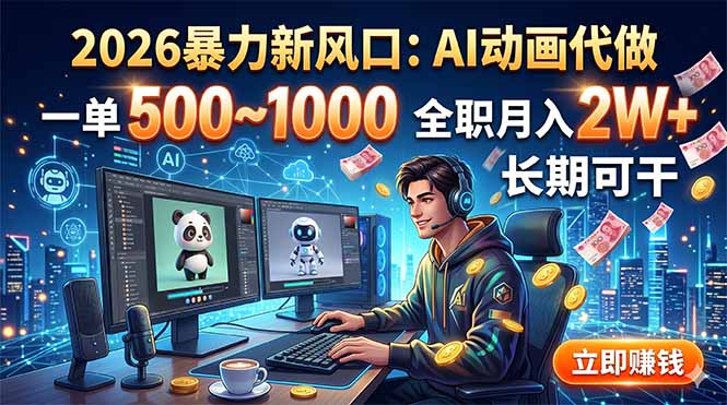 2026暴力新风口：AI动画代做，一单500~1000，全职月入2W+，长期可干-冒泡网