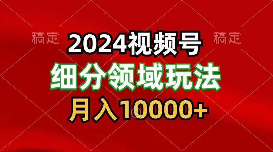 2024视频号分成计划细分领域玩法，每天5分钟，月入1W+-冒泡网