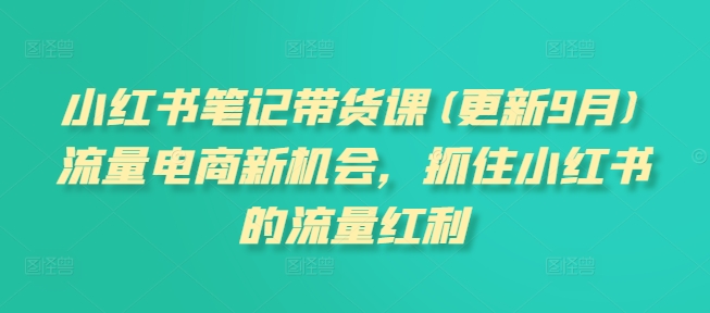 小红书笔记带货课(更新25年4月)流量电商新机会，抓住小红书的流量红利-冒泡网