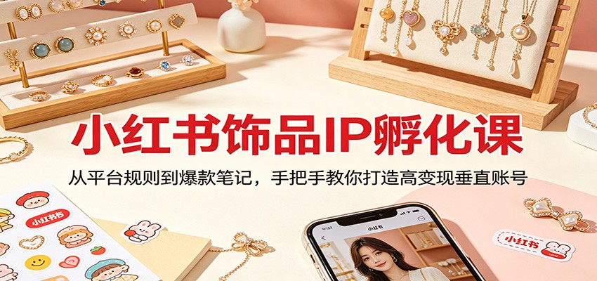 小红书饰品IP孵化课：从平台规则到爆款笔记，手把手教你打造高变现垂直账号-冒泡网