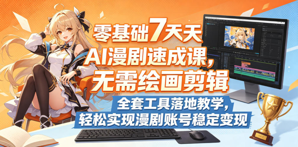 728806159ff640c48d6257d1e17fe3e8.jpeg 零基础7天AI漫剧速成课,无需绘画剪辑,全套工具落地教学,轻松实现漫剧账号稳定变现