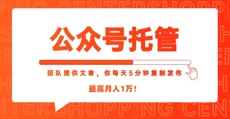 【公众号托管 】我提供文章，你每天５分钟复制发布，最高月入1W-冒泡网