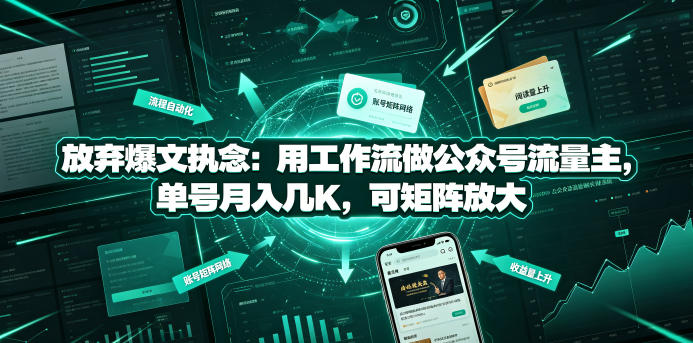 放弃爆文执念：用工作流做公众号流量主，单号月入几K，可矩阵放大-冒泡网