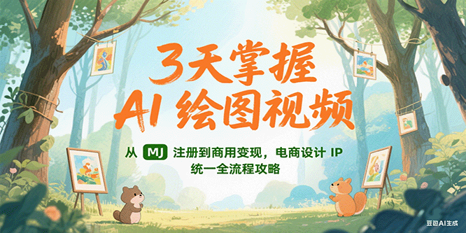 3天掌握AI绘图视频，从MJ 注册到商用变现，电商设计IP统一全流程攻略-冒泡网