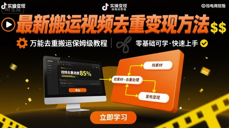最新搬运视频去重变现方法，万能去重搬运保姆级教程-冒泡网