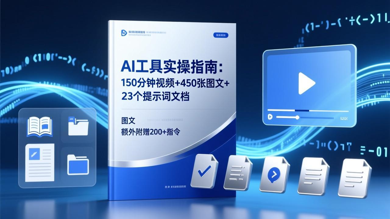 AI工具实操指南：150分钟视频+450张图文+23个提示词文档，额外附赠200+指令-冒泡网