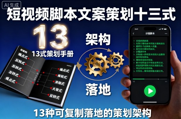 短视频脚本文案策划十三式，13种可复制落地的策划架构-冒泡网