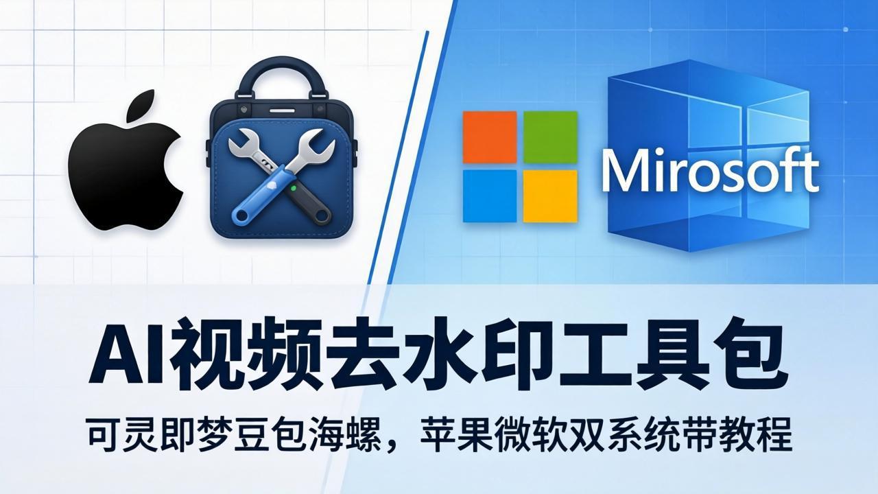 AI视频去水印工具包：可灵即梦豆包海螺，苹果微软双系统带教程-冒泡网