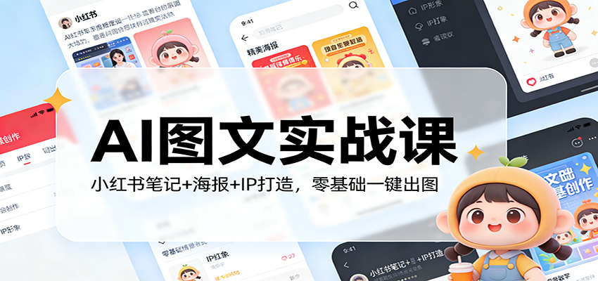 AI图文实战课：小红书笔记+海报+IP打造，零基础一键出图-冒泡网