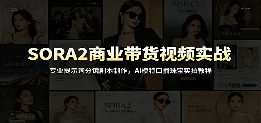 SORA2商业带货视频实战：专业提示词分镜剧本制作，AI模特口播珠宝实拍教程-冒泡网