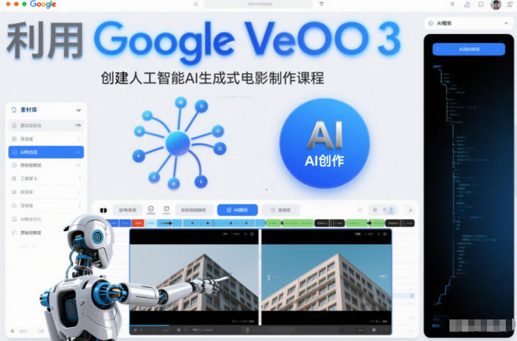 利l用Google Veo 3创建人工智能AI生成式电影制作课程，使用人工智能的力量创建令人惊叹的视频-冒泡网