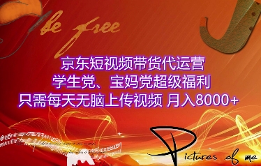 京东短视频带货代运营，学生党、宝妈党超级福利，只需每天无脑上传视频，月入8000+【仅揭秘】-冒泡网