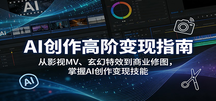 AI创作高阶变现指南：从影视MV、玄幻特效到商业修图，掌握AI创作变现技能-冒泡网