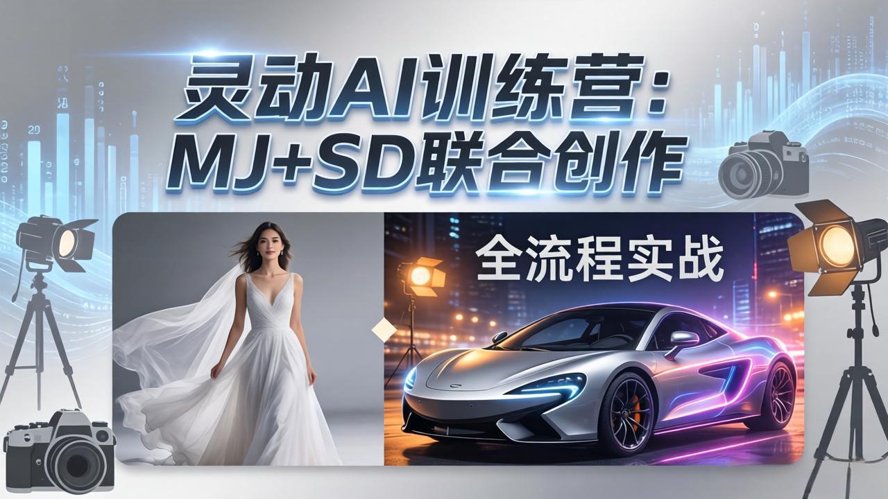 灵动AI训练营-3.0课程:MJ+SD联合创作,从婚纱大片到汽车广告,摄影后期全流程实战-冒泡网