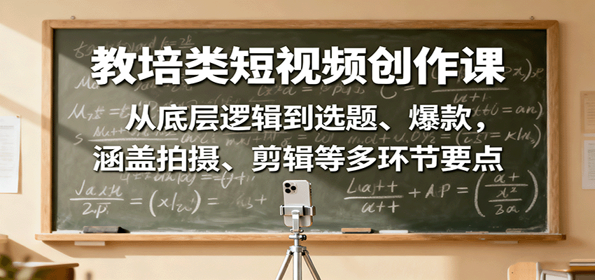 教培类短视频创作课：从底层逻辑到选题、爆款，涵盖拍摄、剪辑等多环节要点-冒泡网